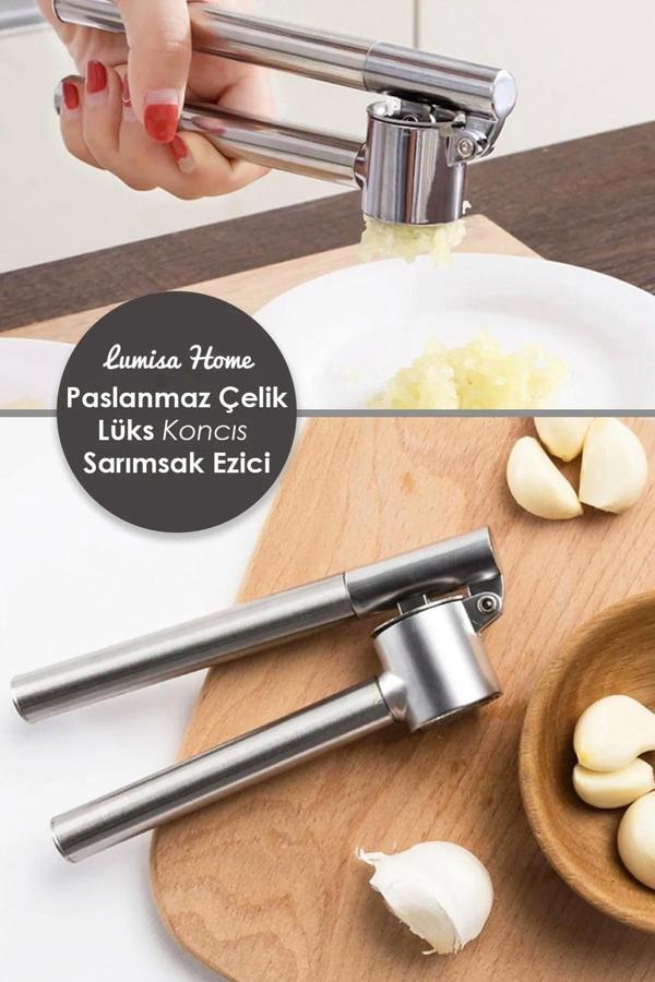 Lumisa Home Paslanmaz Koncıs Sarımsak Ezici Pratik Sarımsak Ezeceği Lüks Çelik Sarımsak Ezeceği - Image 1