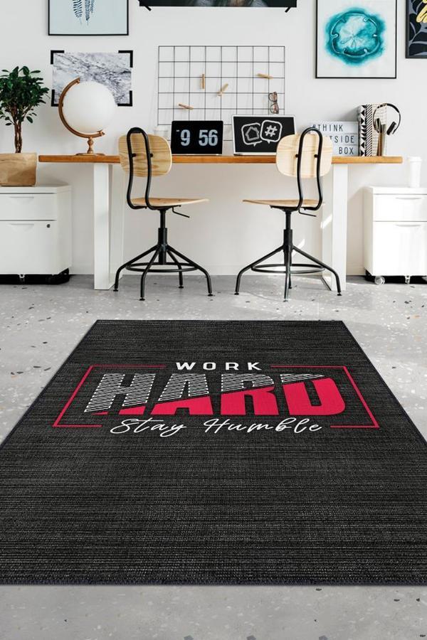 Homshtag Antrasit Kırmızı Ofis Halısı Dokuma Tabanlı Koyu Renkli Halı Dekoratif Home Office Halısı - Image 1