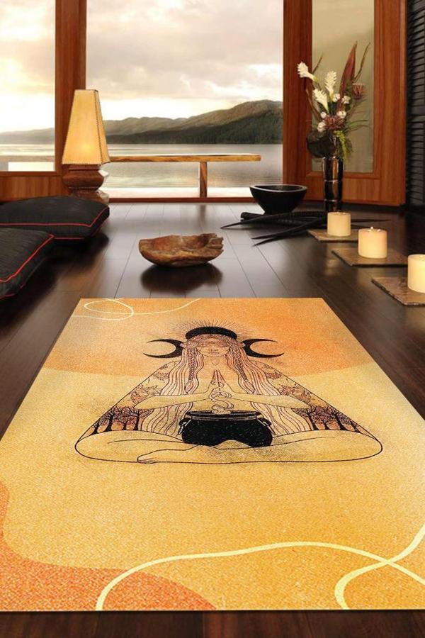 Homshtag Ritüel Meditasyon Krem Bej Halı Vintage Halı,Yoga Halısı,Sipiritüel Halı - Image 1