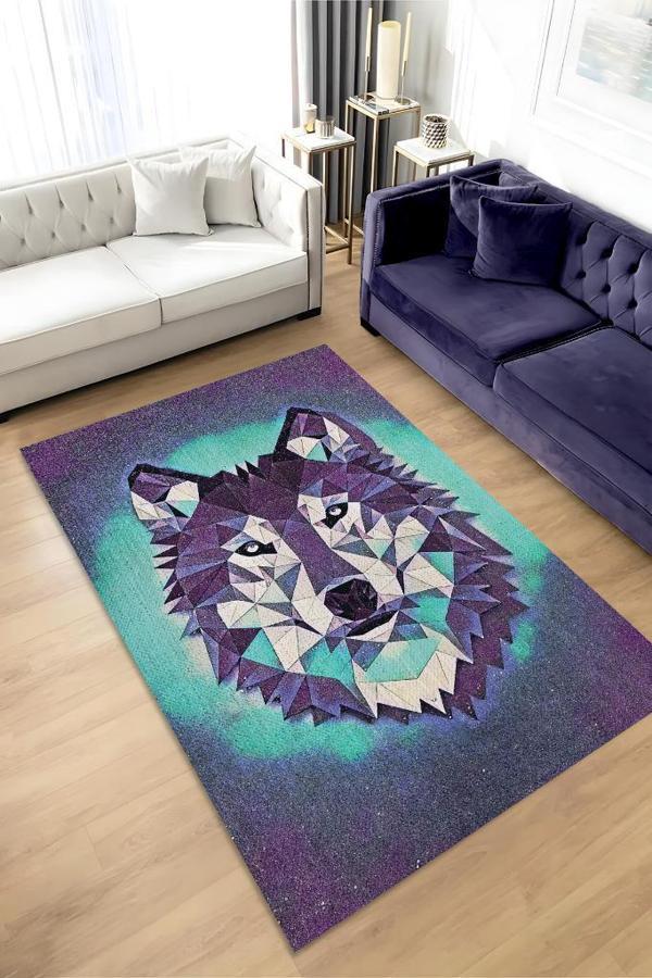 Homshtag Sibirya Kurdu Renkli Salon Halısı Gölgeli Genç Odası Halısı Geometrik Köpek Sever Halısı - Image 1