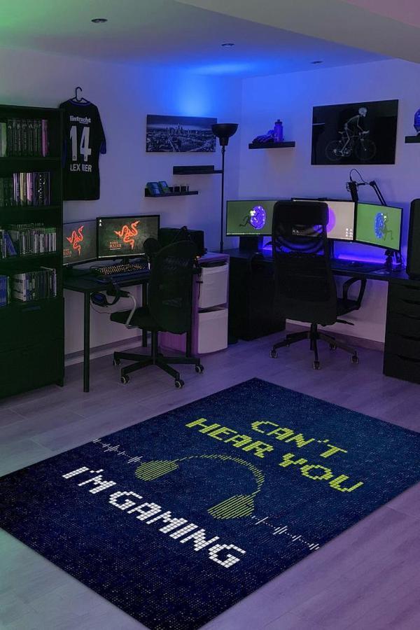 Homshtag Duyamıyorum Oyundayım Koyu Renkli Oyuncu Halısı Neon Renk Gamer Temalı Halı Oyuncuya Hediye - Image 1