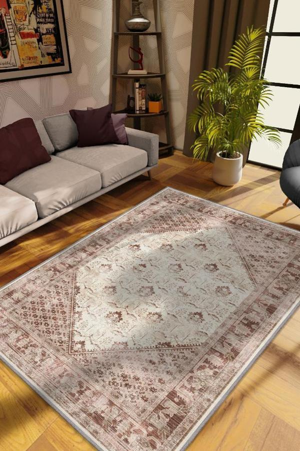 Homshtag Huzur Etnik Desenli Halı Geometrik Salon Halısı Bej Krem Renkli Oturma Odası Halısı - Image 1