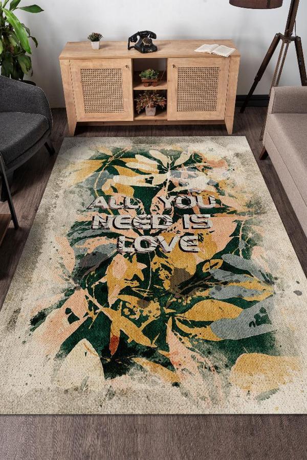 Homshtag Tek İhtiyacın Aşk Art Çiçek Desenli Salon Halısı Halı Çok Renkli Çiçekli Halı Mutfak Halısı - Image 1