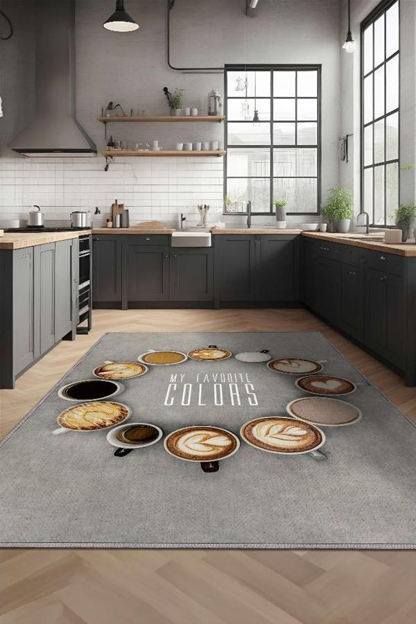 Homshtag Kahve Renklerim Düz Gri Renkli Halı Kahve Desenli Genç Odası Halı Modern Mutfak Halısı - Image 1