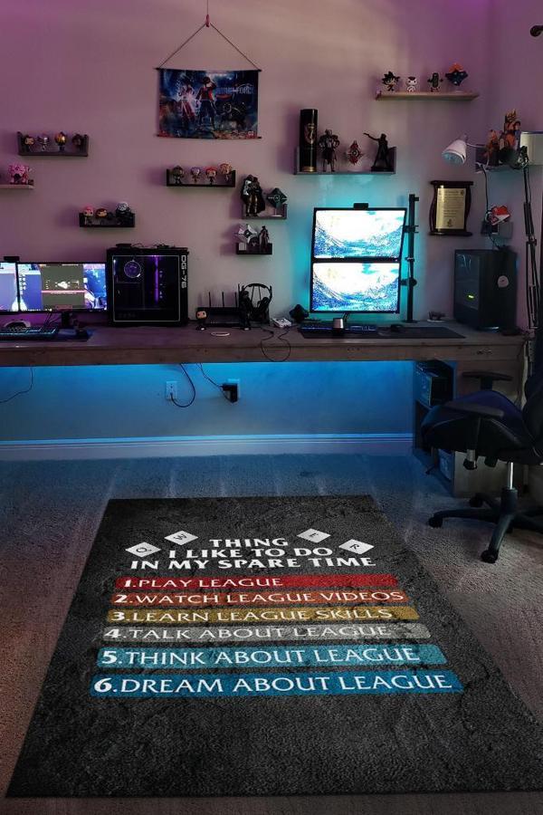 Homshtag Lig Programı Siyah Renk Oyuncu Halısı Yazılı Gamer Temalı Halı League Of Legends Sever Halı - Image 1