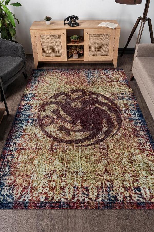 Homshtag Targaryen Hanedanı Desenli Halı Game Of Thrones Film Halısı Renkli Dokulu Film Serisi Halı - Image 1