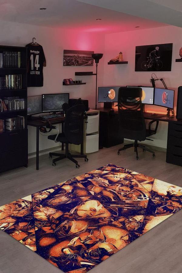 Homshtag Allstars Çok Renkli Oyuncu Halısı Zemi Siyah Renk Gamer Temalı Dota Sever Hediyelik Halı - Image 1