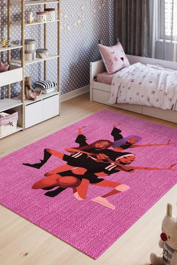 Homshtag Blackpink Pembe Renkli Dokuma Halı Figürlü Genç Odası Halısı Müzik Temalı Halı Modern Halı - Image 1