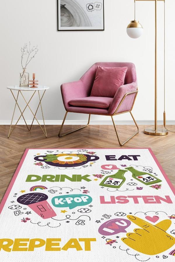 Homshtag Kore Kültürü Çok Renkli Genç Odası Halısı Kpop Sever Halısı Hediyelik Halı Modern Halı - Image 1