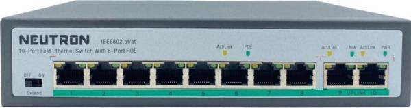 Neutron NT-PS08-120 8 Port Poe + 2 Port Uplink 250 Metre 120W Poe Switch - Image 1
