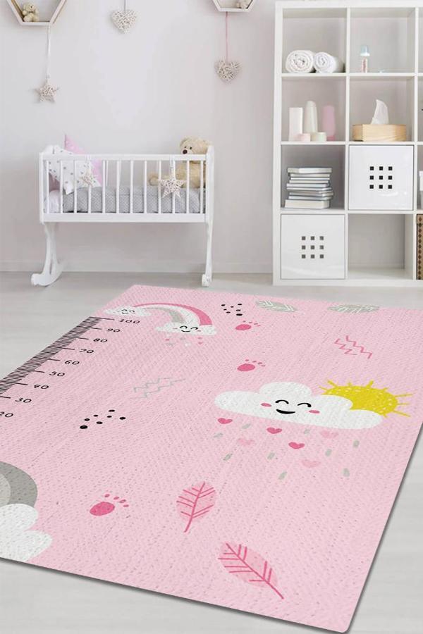 Homshtag Kızım Büyüyor Metreli Pembe Renkli Çocuk Odası Halısı Minimal Çocuk Halıs Bebek Temalı Halı - Image 1