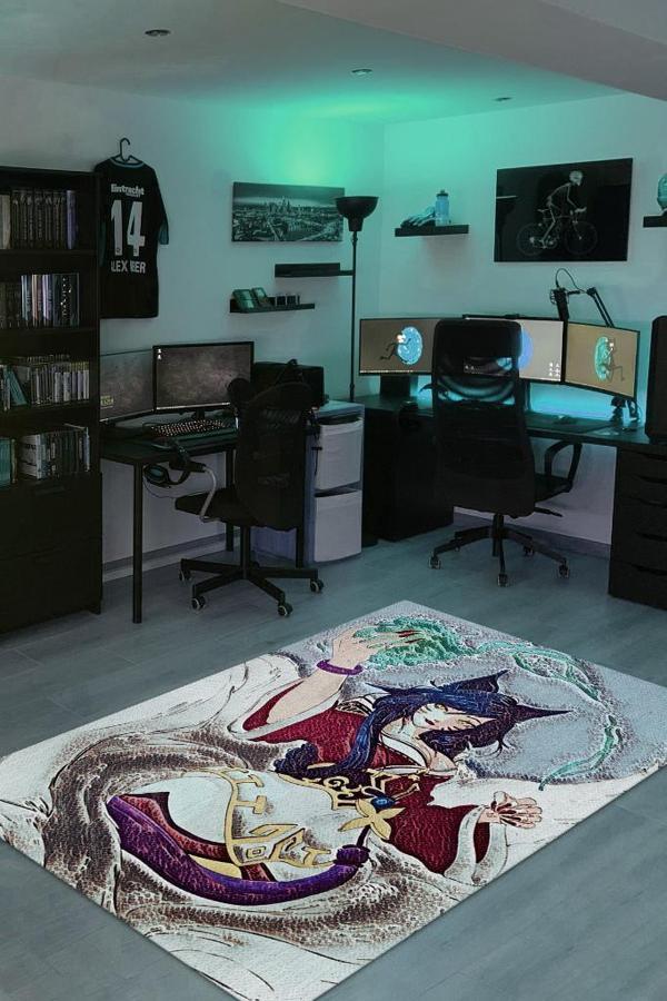 Homshtag Ahri Çok Renkli Oyuncu Halısı Zemini Gri Renk Gamer Temalı League Of Legends Hediyelik Halı - Image 1