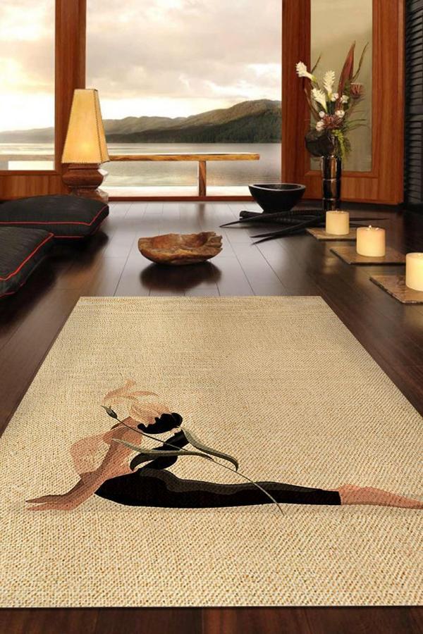 Homshtag Pilates Bej Renkli Yoga Sever Halısı Hediyelik Yıkanabilir Düz Renk Halı Meditasyon Halısı - Image 1