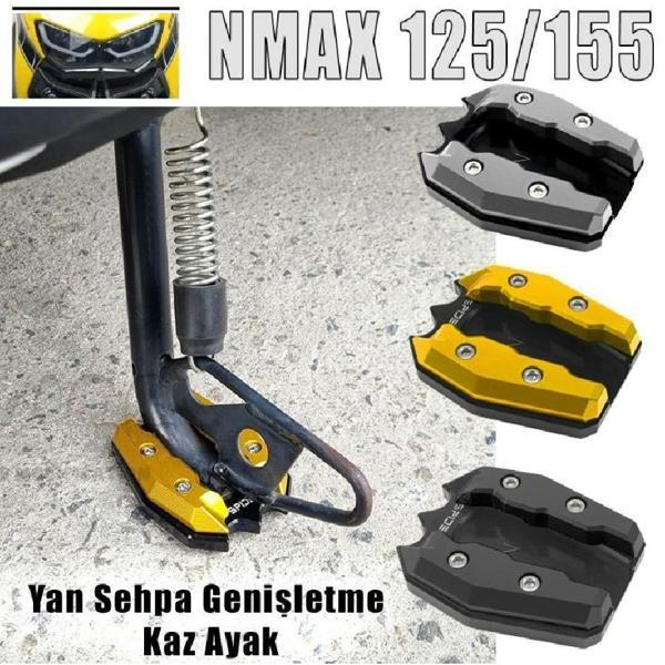 Nmax 125/155 Yan Sehpa Ayaklık Genişletici Kaz Ayak Siyah Renk - Image 1