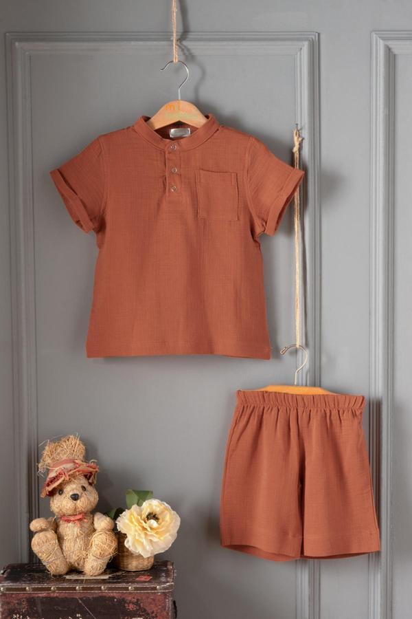 Montisu %100 Pamuk Müslin, Bebek Takımı , 2 Parça (Tişört + Şort) - Image 1