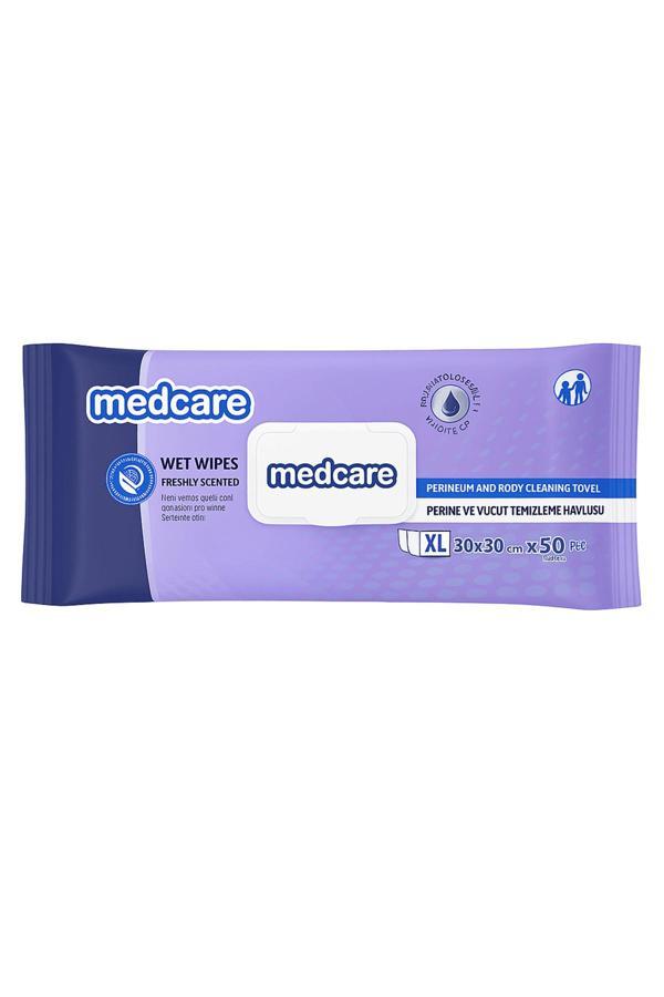 Medcare Perine ve Vücut Temizleme Havlusu – XL Boy (30×30 cm) 50’li Paket - Image 1
