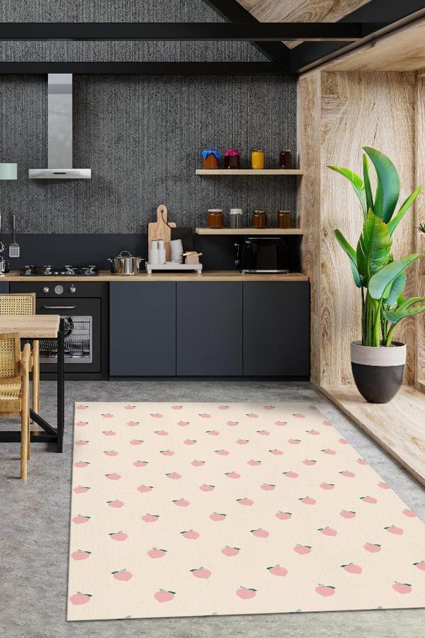Homshtag Şeftali Desenli Turuncu Halı Minimal Salon Halısı Renkli Mutfak Halı Tarz Oturma Odası Halı - Image 1