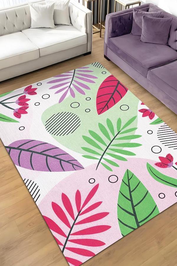 Homshtag Etnik Desenli Yaz Halısı,Çiçekli Halı, Renkli Balkon,Yıkanabilir Dış Mekan Halısı - Image 1