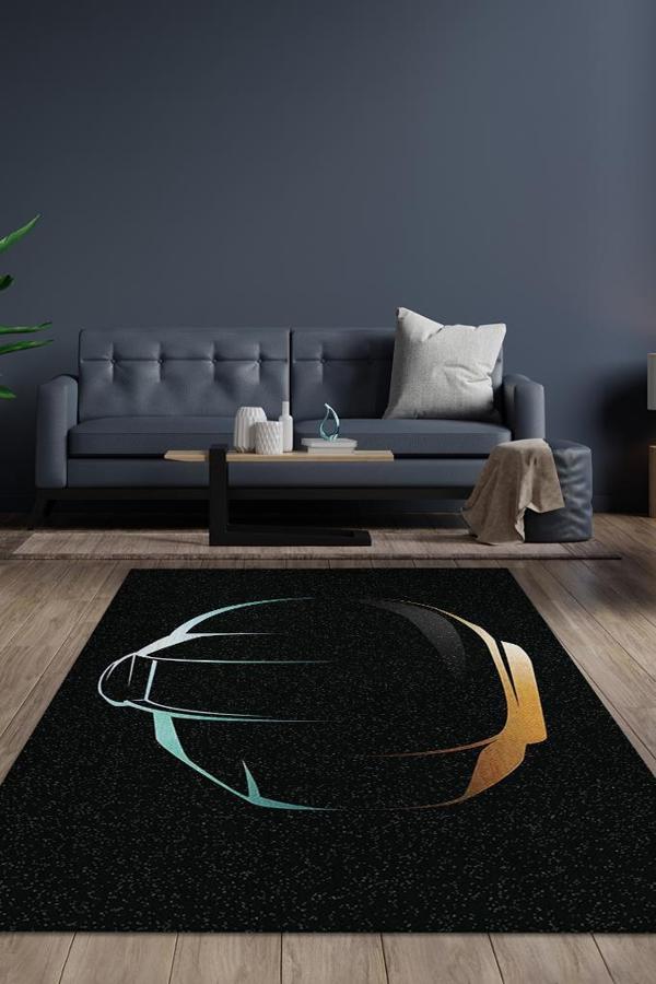 Homshtag Daft Punk Koyu Renkli Siyah Halı Müzik Sever Halısı Müzisyine Hediyelik Halı Art Müzik Halı - Image 1