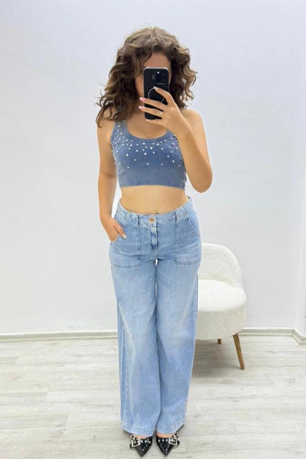Buz Mavisi Günlük Denim Pantolon - Image 1