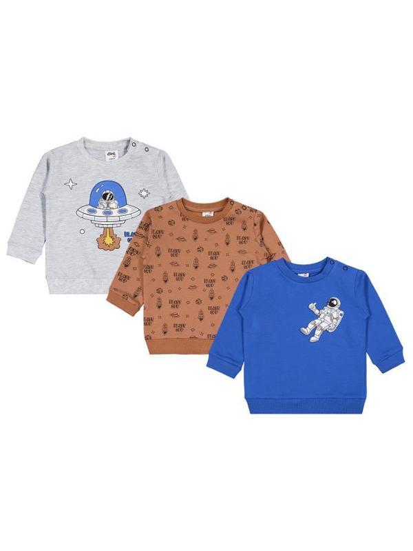 Civil Baby Astronot Baskılı 3'lü Set 6-18 Ay Sweatshirt - Standart12-18 Ay - Image 1