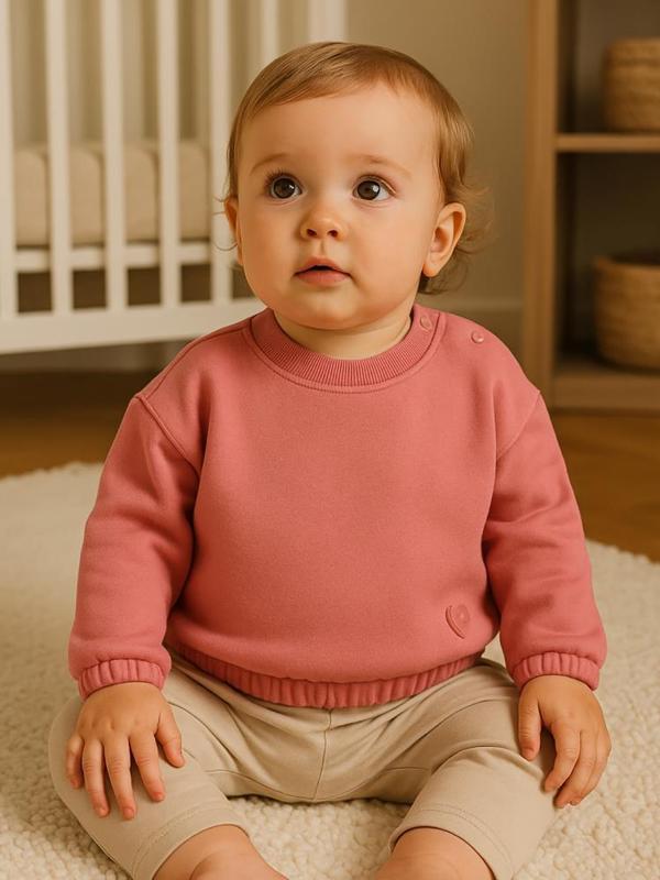 Civil Baby Kalp Nakışlı Basic 6-18 Ay Sweatshirt - Turuncu12-18 Ay - Image 1