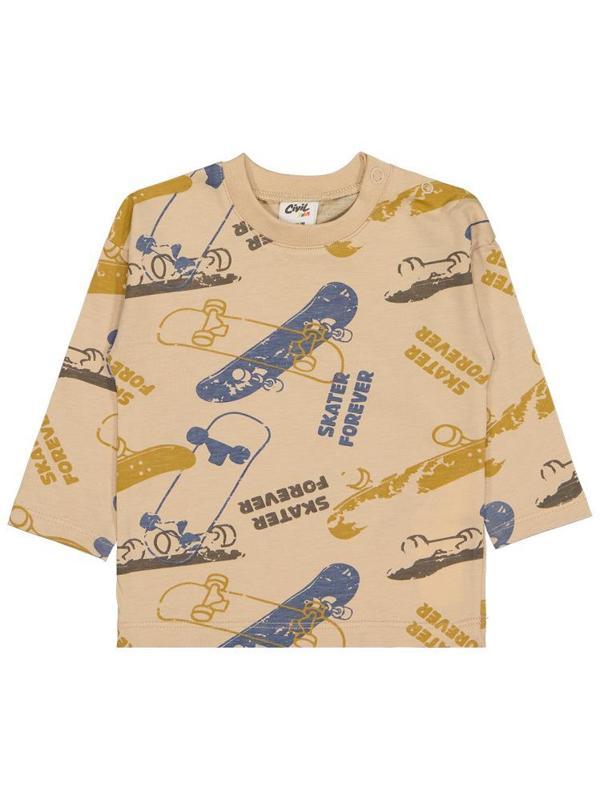 Civil Baby Kaykay Baskılı 6-18 Ay Sweatshirt - Bej6-9 Ay - Image 1