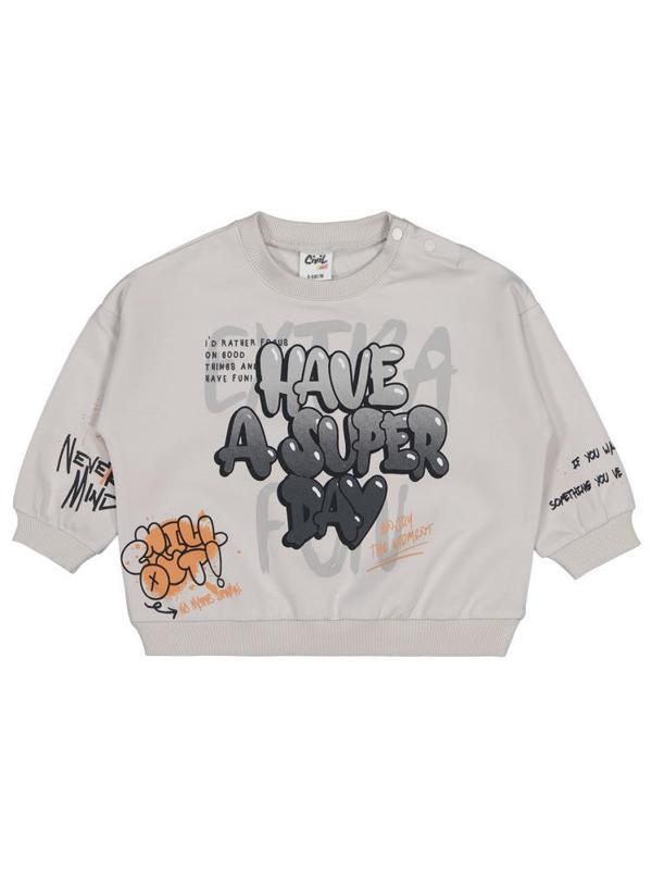 Civil Baby Graffiti Baskılı 6-18 Ay Sweatshirt - Bej6-9 Ay - Image 1