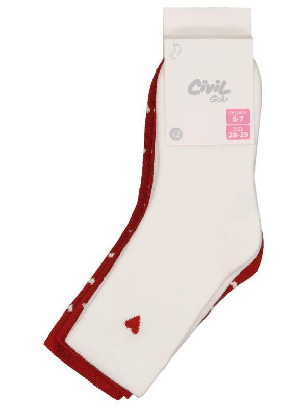 Civil Girls Kalp Havlu  2'li 2-12 Yaş Kız Soket Çorap - Standart6-7 Yaş - Image 1