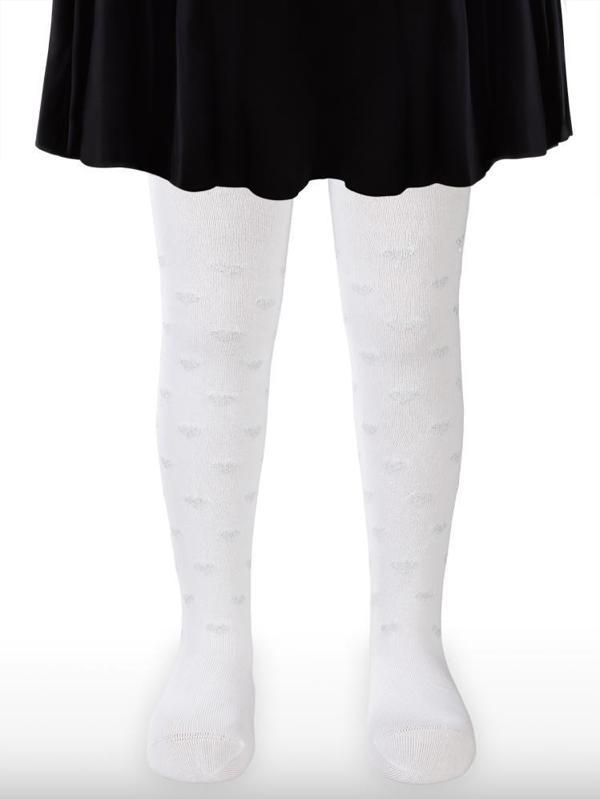 Civil Girls Simli Kalp 3-11 Yaş Kız Külotlu Çorap - Beyaz7-8 Yaş - Image 1
