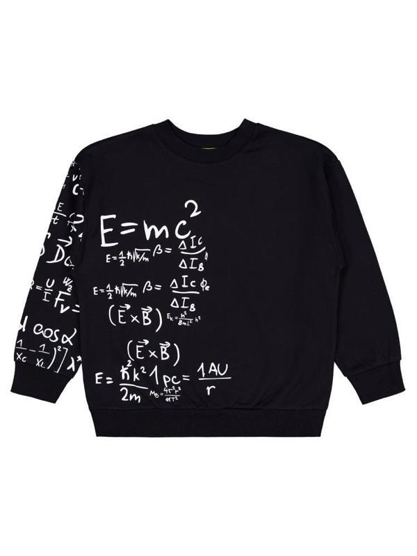Civil Boys Matematik Formül Baskılı 6-9 Yaş Sweatshirt - Siyah6-7 Yaş - Image 1