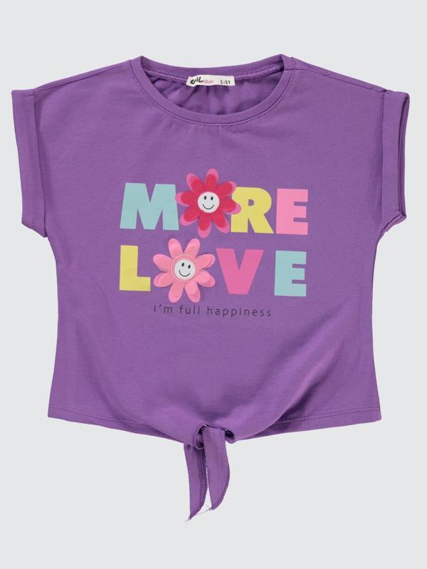 Civil Girls More Love Baskılı 2-5 Yaş Tişört - Lila2-3 Yaş - Image 1