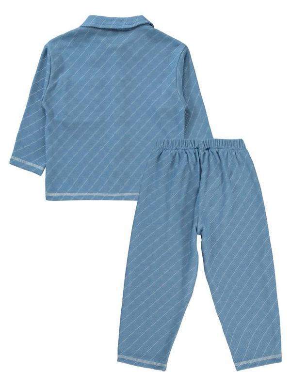 Civil Boys Baklava Desenli 2-5 Yaş Pijama Takımı - Mavi4-5 Yaş - Image 1