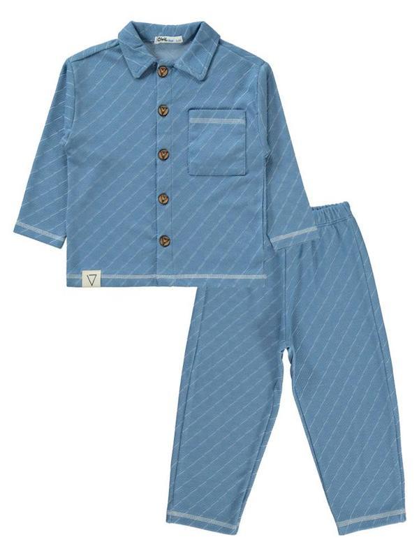 Civil Boys Baklava Desenli 2-5 Yaş Pijama Takımı - Mavi4-5 Yaş - Image 1