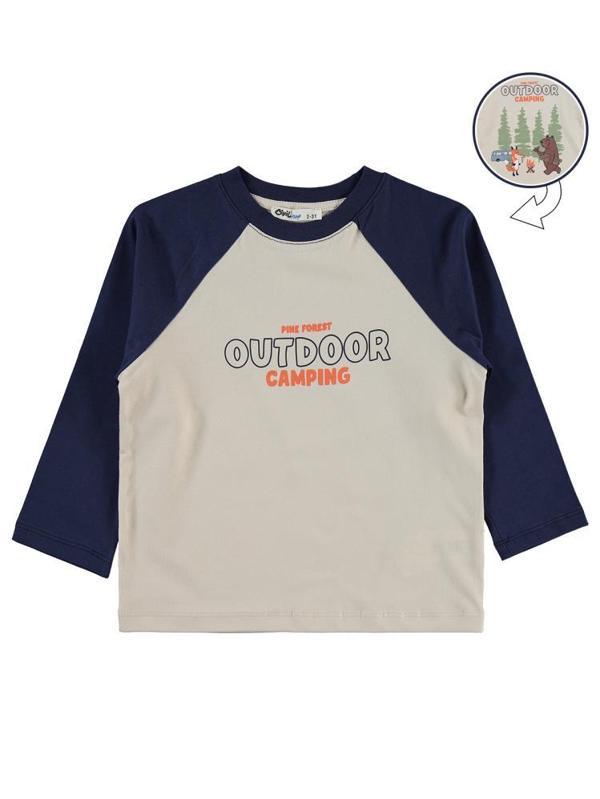 Civil Boys Outdoor Campıng Baskılı 2-5 Yaş Sweatshirt - Bej4-5 Yaş - Image 1
