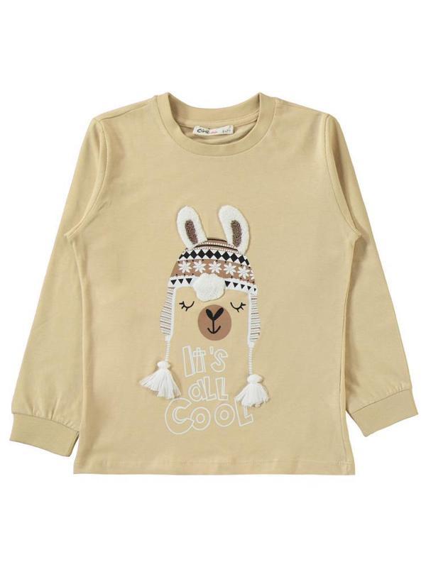 Civil Girls Lama Nakışlı 6-9 Yaş Pijama Takımı - Bej6-7 Yaş - Image 1