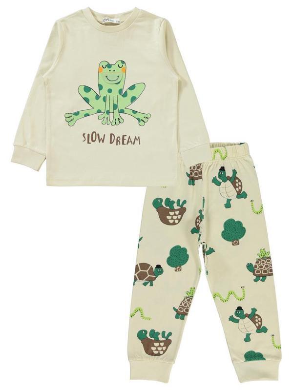 Civil Boys Slow Dream Kurbağa Baskılı 2-5 Yaş Pijama Takımı - Bej5-6 Yaş - Image 1
