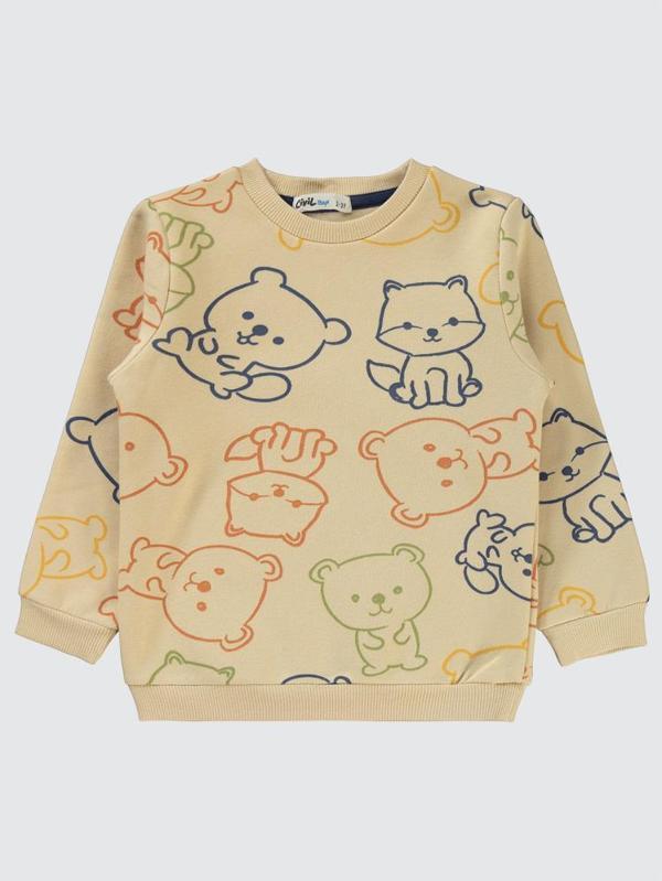 Civil Boys Ayıcık Baskılı 2-5 Yaş Sweatshirt - Bej3-4 Yaş - Image 1