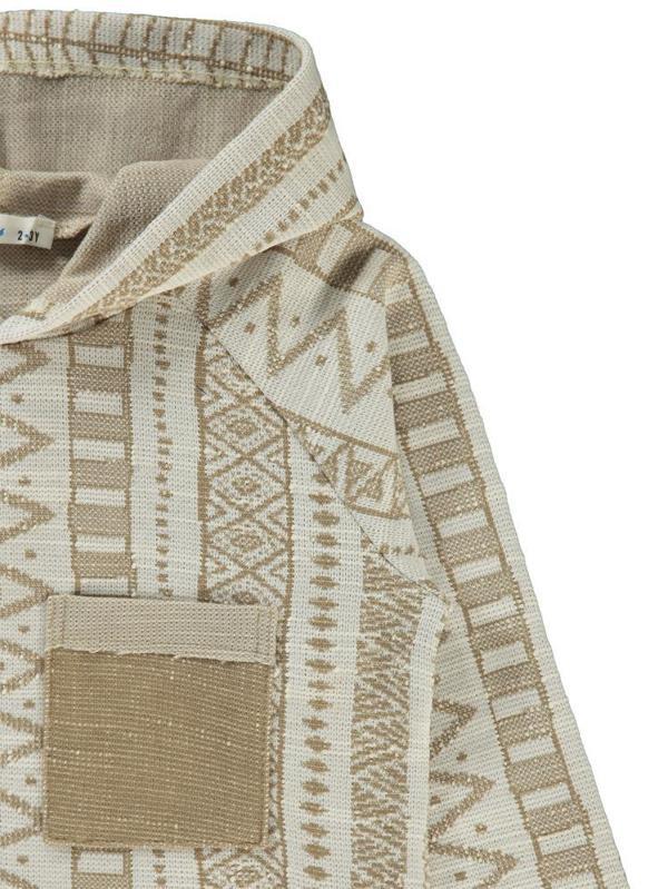 Civil Boys Kendinden Desenli Kapşonlu 2-5 Yaş Sweatshirt - Bej2-3 Yaş - Image 1