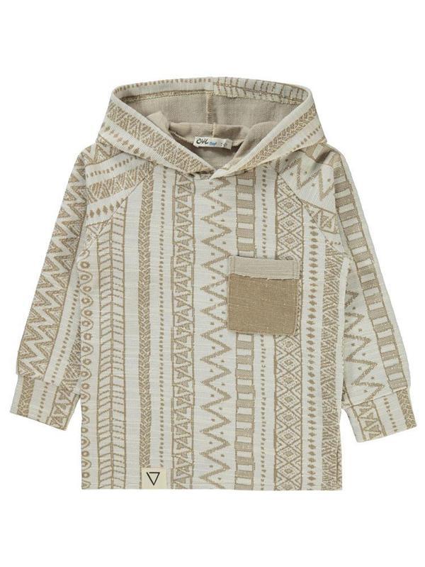 Civil Boys Kendinden Desenli Kapşonlu 2-5 Yaş Sweatshirt - Bej2-3 Yaş - Image 1