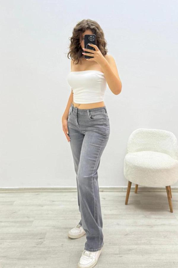 Modern Kesim Gri Pantolon - Image 1