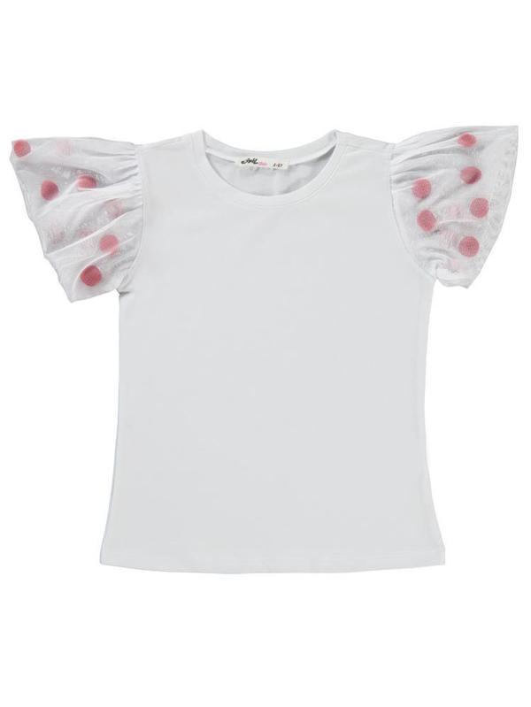 Civil Girls Kolu Ponponlu 4-9 Yaş Tişört - Beyaz4-5 Yaş - Image 1
