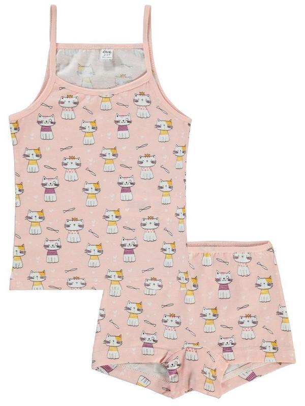 Civil Girls Cute Cat Empirme Desen 2-10 Yaş İç Çamaşır Takım - Standart10-11 Yaş - Image 1