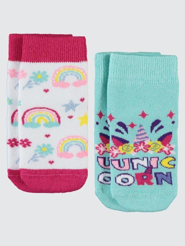 Civil Girls Unicorn Havlu 2'li 3-11 Yaş Havlu Soket Çorap - Standart11-12 Yaş - Image 1