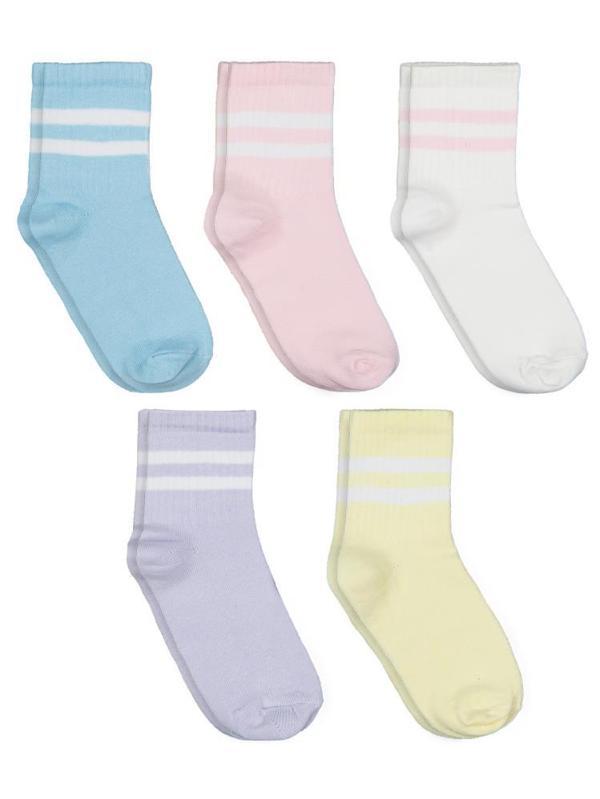 Civil Girls Basic Çizgili Düz 5'li 2-12 Yaş Kız Soket Çorap - Standart10-11 Yaş - Image 1