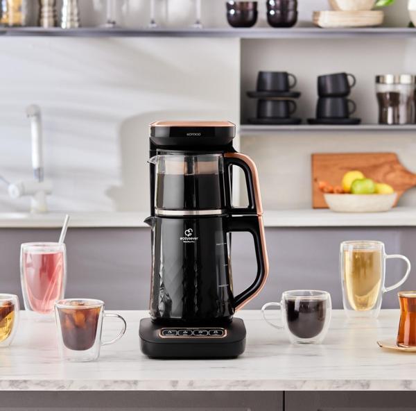 Karaca Çaysever Robotea Pro Quartz 4 in 1 Konuşan Çay Makinesi Black Copper - Image 1