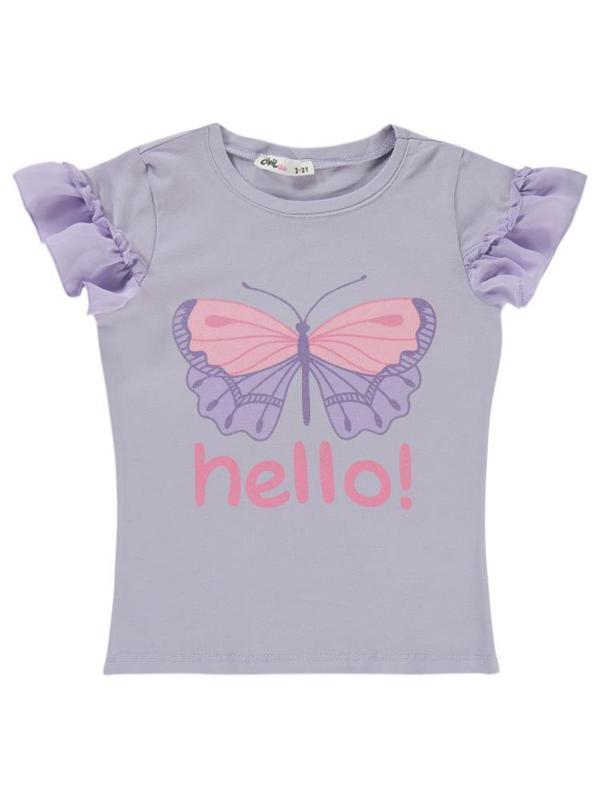 Civil Girls Hello Baskılı 2-5 Yaş Tişört - Lila3-4 Yaş - Image 1