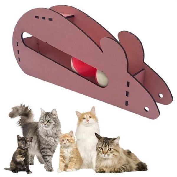 BUFFER®  Fare Kedi Oyunu Ahşap 2 Toplu Kedi Oyuncağı Tahta Kedi Oyunu Tahta Fare Ve Toplu Oyuncak - Image 1