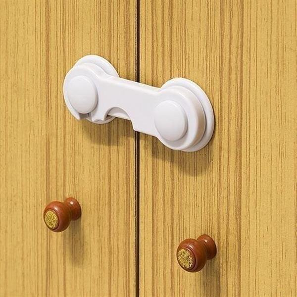 BUFFER® Bebek Çocuk Güvenliği Çekmece ve Dolap İçin Kendiliğinde Yapışkanlı Vidasız Kapak Kilidi - Image 1