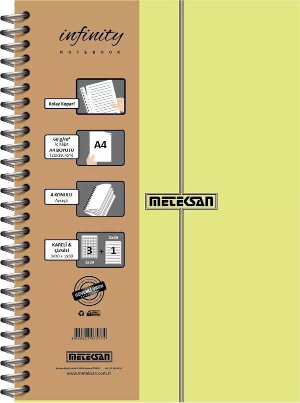 Meteksan İnfinity  A4 3+1 Kon. 120Yp Spir. Defter - Image 1